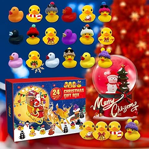 New 24 Day Advent Calendar 2022, Rubber Ducks for Boys, Girls, Kids, and Toddlers, Rubber Ducky Bath Toy, Creative Christmas Gifts, for Party Favors, Birthday Gift (C) Cover