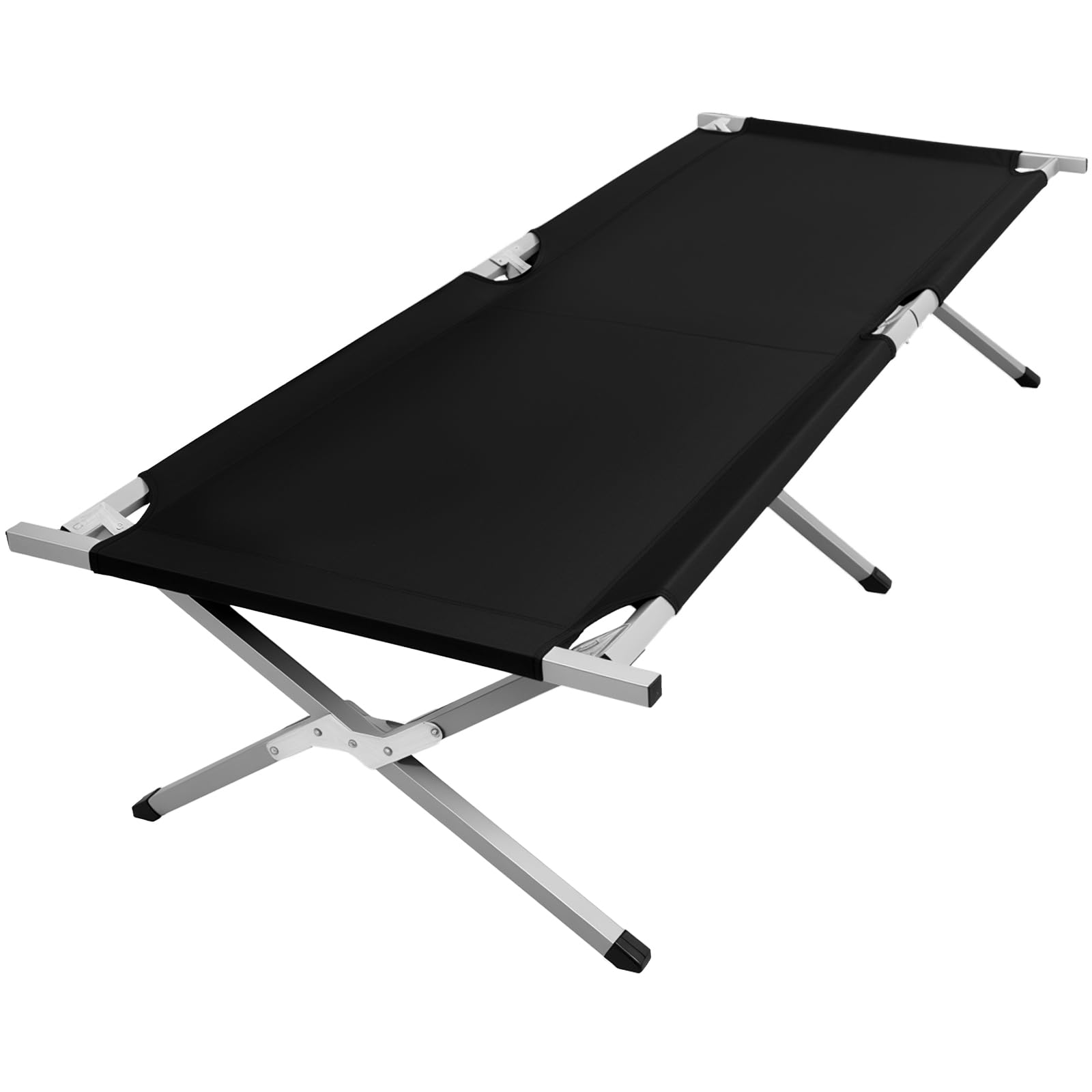 Sensch Military Camping Cot,Portable Folding Bed for Sleeping with Carry Bag,Outdoor Camping Bed for Adults Traveling,Hiking,Office Nap,Easy to Set up,Support 330 Lbs (Black)