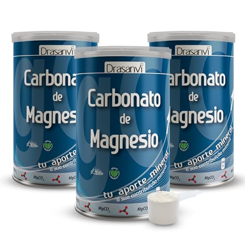 DRASANVI Carbonato de magnesio PURO | Contribuye al funcionamiento normal de huesos, dientes, músculos y sistema nervioso | Disminuye el cansancio y la fatiga | 3 x 200grs de polvo