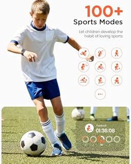 JoJoego Smartwatch Kinder für Jungen Mädchen, Fitness Aktivitäts Tracker Uhr mit 100+ Sportmodi, Schrittzähler, Herzfrequenz Schlafmonitor, IP68 Wasserdicht, Kindergeschenk für Teenage ab 5-16 Schwarz