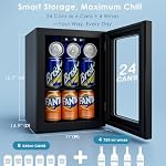 Angel Canada 18L 24 can RV Mini Fridge – Mixed Storage for Wine & Soda, Quiet Compressor Beverage Cooler with LED Light, Compact 110V Freestanding Refrigerator for Camper, Truck, Dorm, or Office