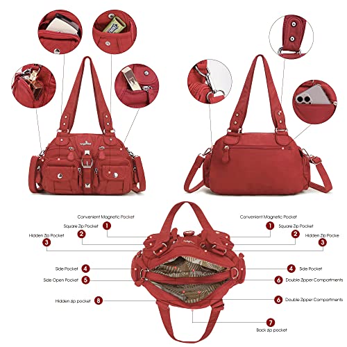 Image of Angel Kiss Hobo Crossbody Purses for Women Shoulder Bag Multipocket Soft Hobo Purses Removable Strap Leather Handbags