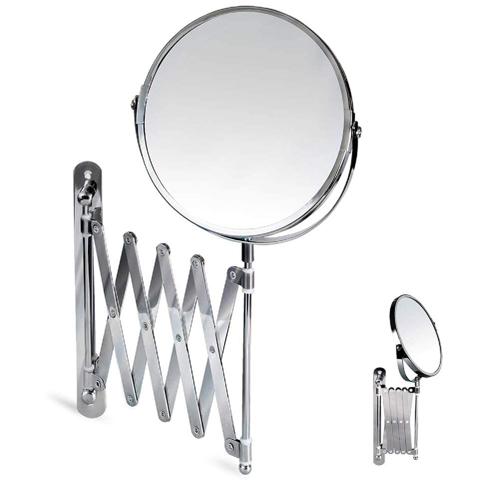 LCARYWall Mirror, Bathroom Makeup Mirror 3X Magnification Double-Sided Wall Mounted Vanity Magnifying Mirror Swivel Extension Cosmetic Mirror Shaving Chrome Finish, 8-Inch Extension