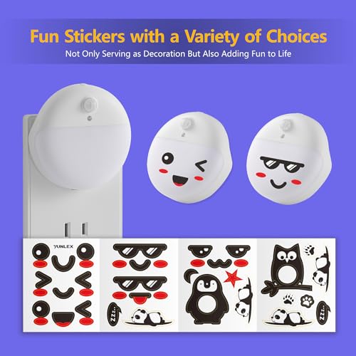 Image of YUNLEX 2 Pack Plug in Night Light with Motion Sensor and Dusk to Dawn Sensor, Stepless Dimming, Blue LED Nightlight with 3 Lighting Ways for Bathroom, Bedroom, for Girls, Boys, Adults