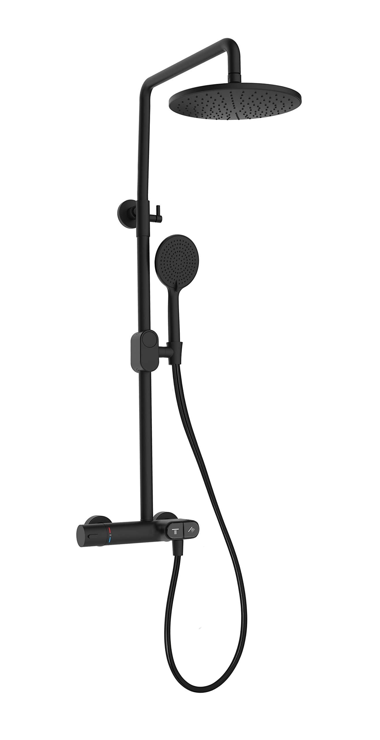 Colonne de douche noire avec mitigeur thermostatique avec boutons poussoirs SWITCHEA by Eurosanit