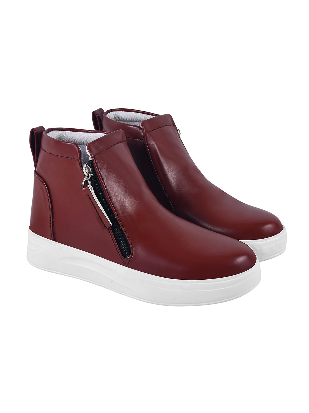 nzs Women’s Ankle Boots with Side Zip | Comfort Cushion Sole | Stylish Casual Leatherette Boots for Winter & Daily Footwear-picture-4