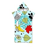Hiser Poncho Handtuch Erwachsene Surf Poncho mit Kapuze Strandtücher Schwimmen Strand Poncho für Jugendliche - Obst Drucken Mikrofaser Badeponcho Badetuch (75x110cm,Banane)
