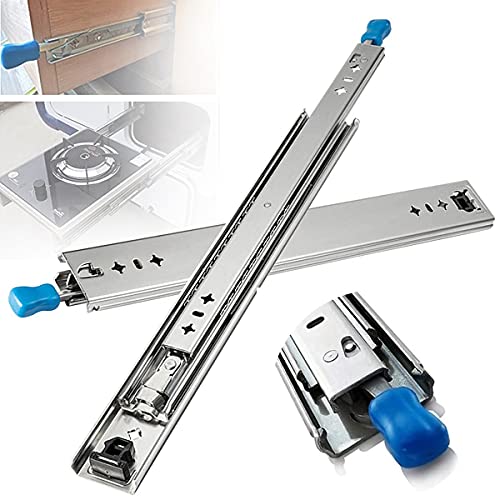 ZH-VBC 2 Stück Schubladenschienen Vollauszug Softclose Rollenführung, Schwerlastauszug Nut Schubladenauszug Teleskopschienen mit Arretierung, 1 Paar Seitliche Montage,12inch(300mm)
