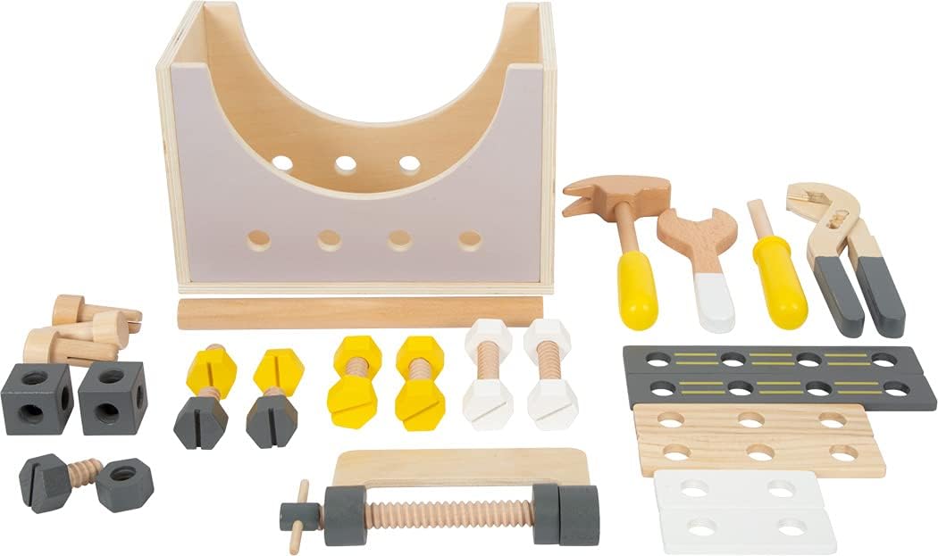 Small Foot, Roleplay 11809 2-in-1 Wooden Miniwob Box, Workbench, Tools for Children, Ages 3 Years, Multicoloured