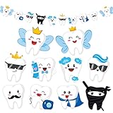 Tooth Party Garland Banner – Pre-Strung Cartoon Tooth Hanging Decoration for Dental Clinic, Graduation Party, Classroom Décor, and Oral Health Events