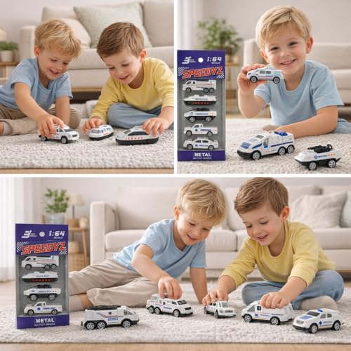 Image of Amisha Gift Gallery Ambulance Toy Car for Kids, Pack of 5