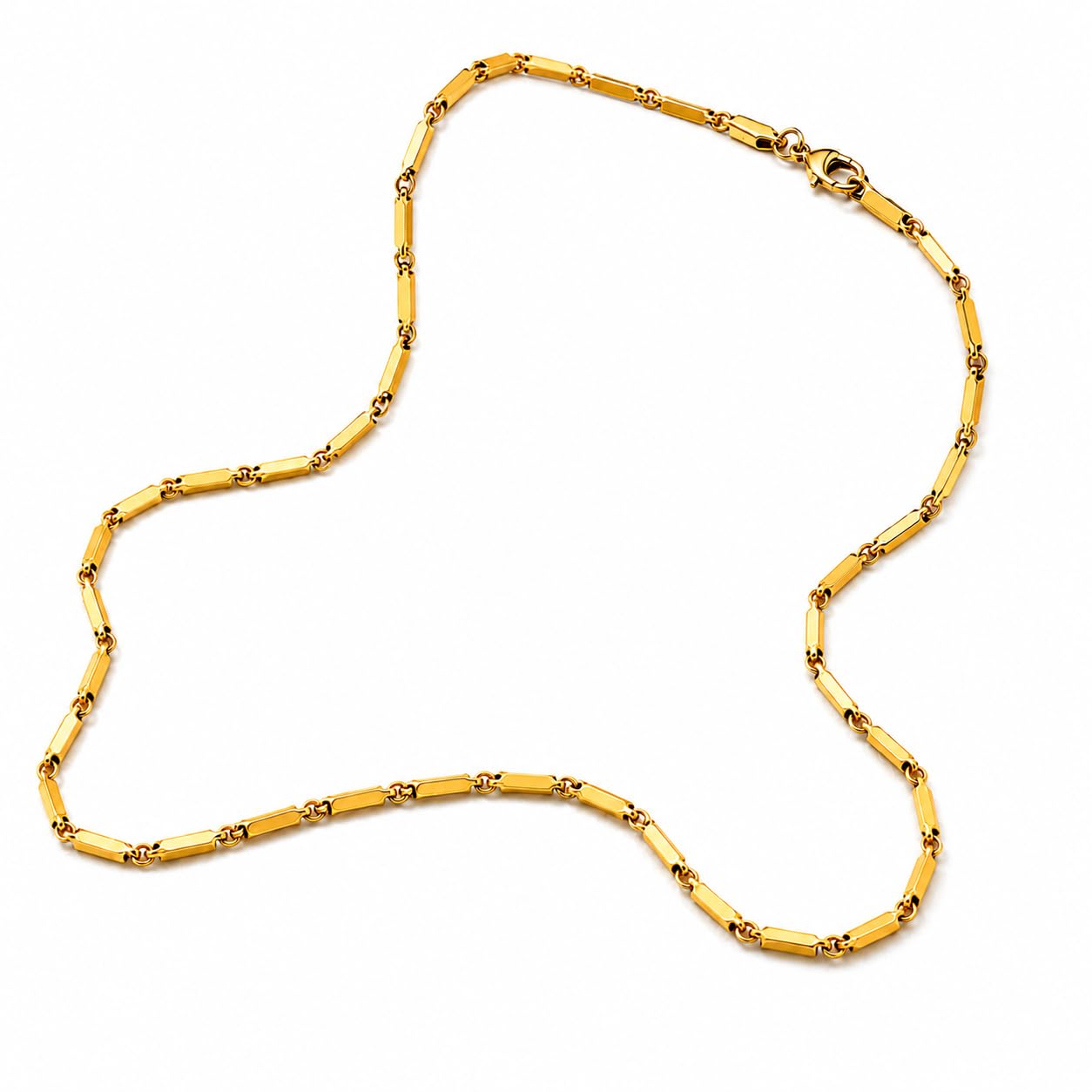 Premium Gold Color Rectangular Link Chain Necklace for Men & Women-image-10