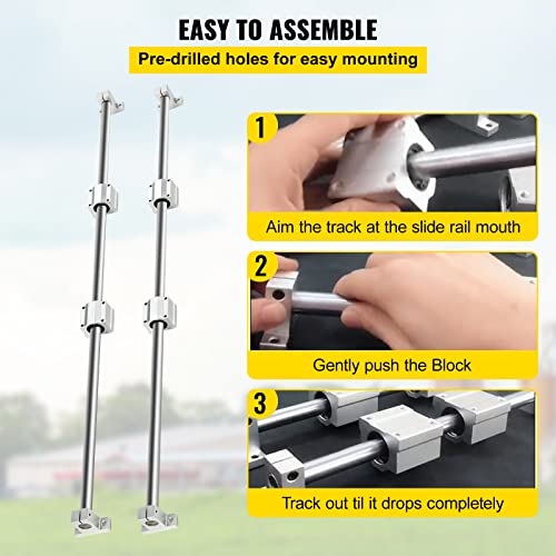 BestEquip Linear Rail Slide 2PCs 20mm x 1200mm Linear Bearing Slide Set with 4Pcs Block Bearings SC20UU+4Pcs Shaft Support Linear Shaft CNC Parts Kits for Electronic Equipment Guide Bar by BestEquip - Image 5