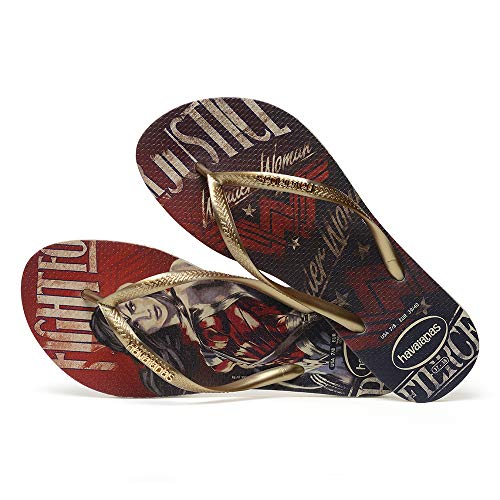 Chinelo Havaianas Slim Heroinas, Feminino, Bege Palha/Vermelho, 37/38