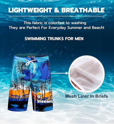 Image of APTRO Men's Long Swim Trunks with Mesh Lining Beach Bathing Suits Board Shorts Swimwear with Pockets and No Mesh