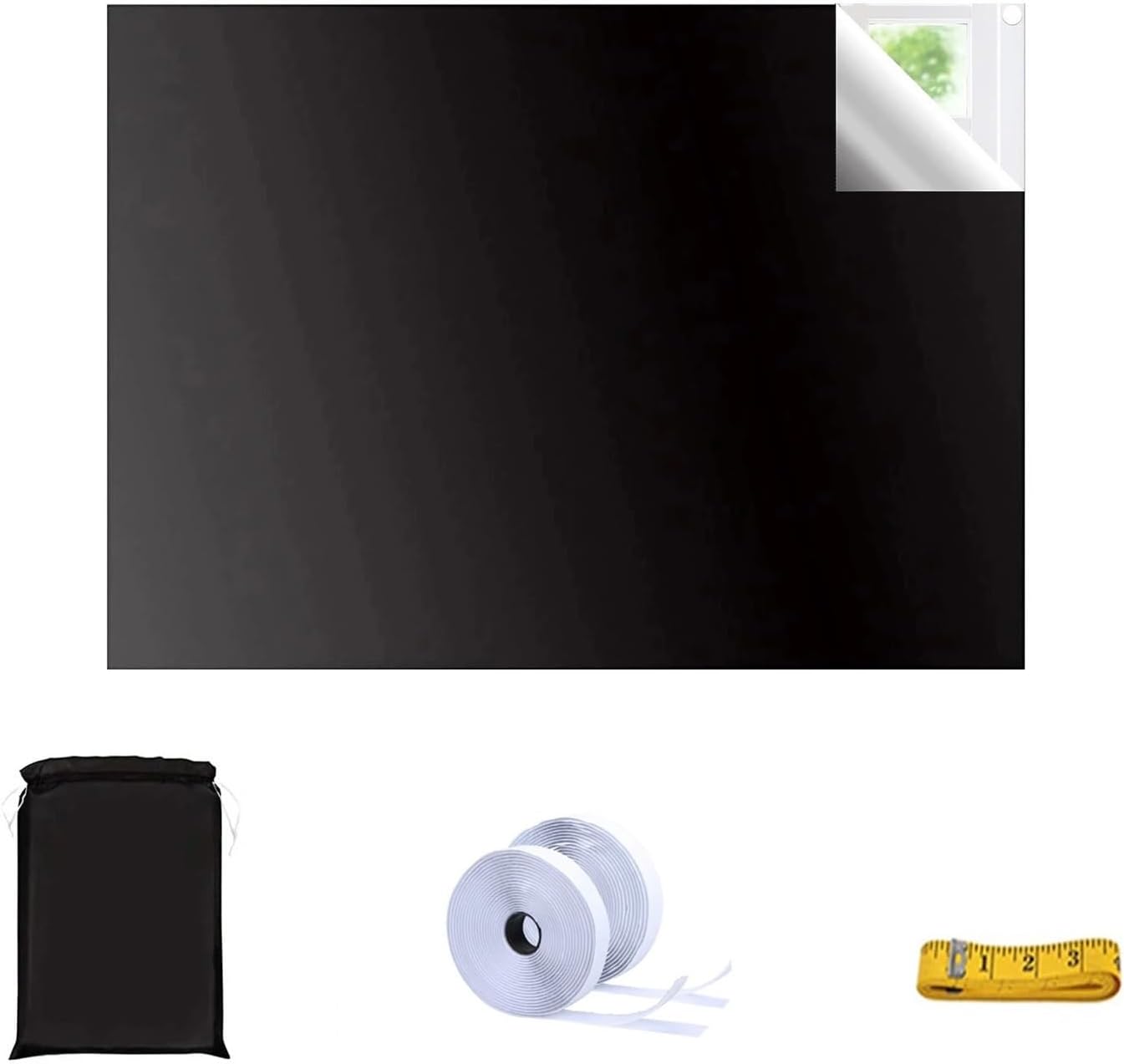 Blackout Window Cover Privacy Film House Home Tint Glass Cloth Curtain Bedroom UV Sunshade Sun for Window(145x100cm)