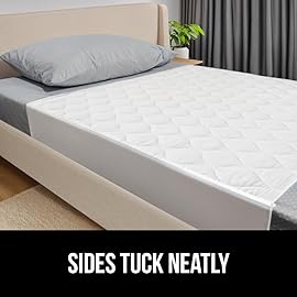 GORILLA GRIP Washable Toddler Mattress Incontinence Pads, Waterproof Bed Underpads, Absorbent Leak Proof, 34x36+19in Wings, 2 Pack Slip Resistant Pad Absorbs 8 Cups for Bedwetting Adults Kids, White