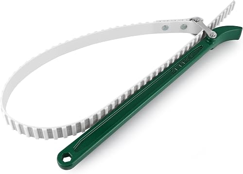15" Belt Strap Wrench with Adjustable 36" Steel Wire Rubber Strap, Multipurpose Oil Filter Removal Tool