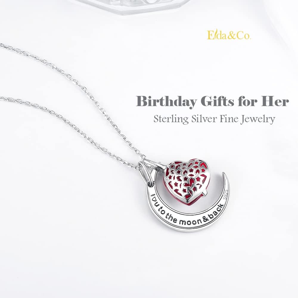 Valentines Day Birthday Gifts Mom Wife I Love You to the Moon and Back Half Moon Necklace Women February March Birthstones Amethyst Aquamarine Jewelry 925 Sterling Silver - Image 4