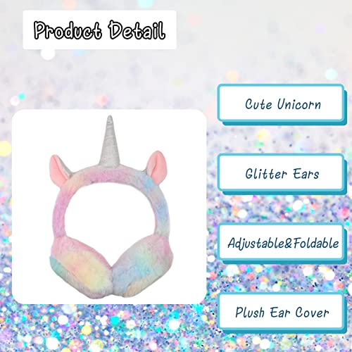 Hadm Rainbow Unicorn Earmuffs Warm Cute Winter Ear Warmers Portable Soft Plush Ear Muff For Women Kids Girls #TOP4