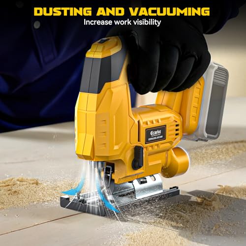 Ecarke Cordless Jig Saw Compatible With Dewalt 20V Max Battery (Only Tool), 4 Orbital Sets, 6 Speeds Dial Control, Dust-Blowing, ±45° Bevel Cuts, LED Light and 6PCS Blades For Cutting - Thumbnail 6