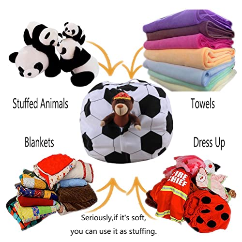 Enfudid Stuffed Animal Storage Bean Bag Chair, 18" Beanbag Covers Only For Organizing Plush Toys, Turns Into Bean Bag Seat For Kids When Filled, Football Shape #TOP1