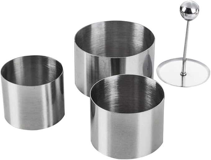 Patisse Servierringe Edelstahl - 2-teiliges Set Mit Andrücker 5,5x9 Cm