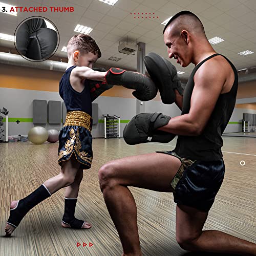 Rdx Kids Boxing Pads And Gloves Set, Maya Hide Leather Kara Junior Hook And Jab Curved Focus Mitts Punching Gloves For Mma #TOP4