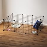 BOXJOY Foldable Pet Playpen Cage for Puppies Cats and Small Dogs 35cm Black Mesh Dog Fence with Door Locks and Connectors Indoor Outdoor Puppy House, Cat Fence, Dog Crate and Cage 9 Panels