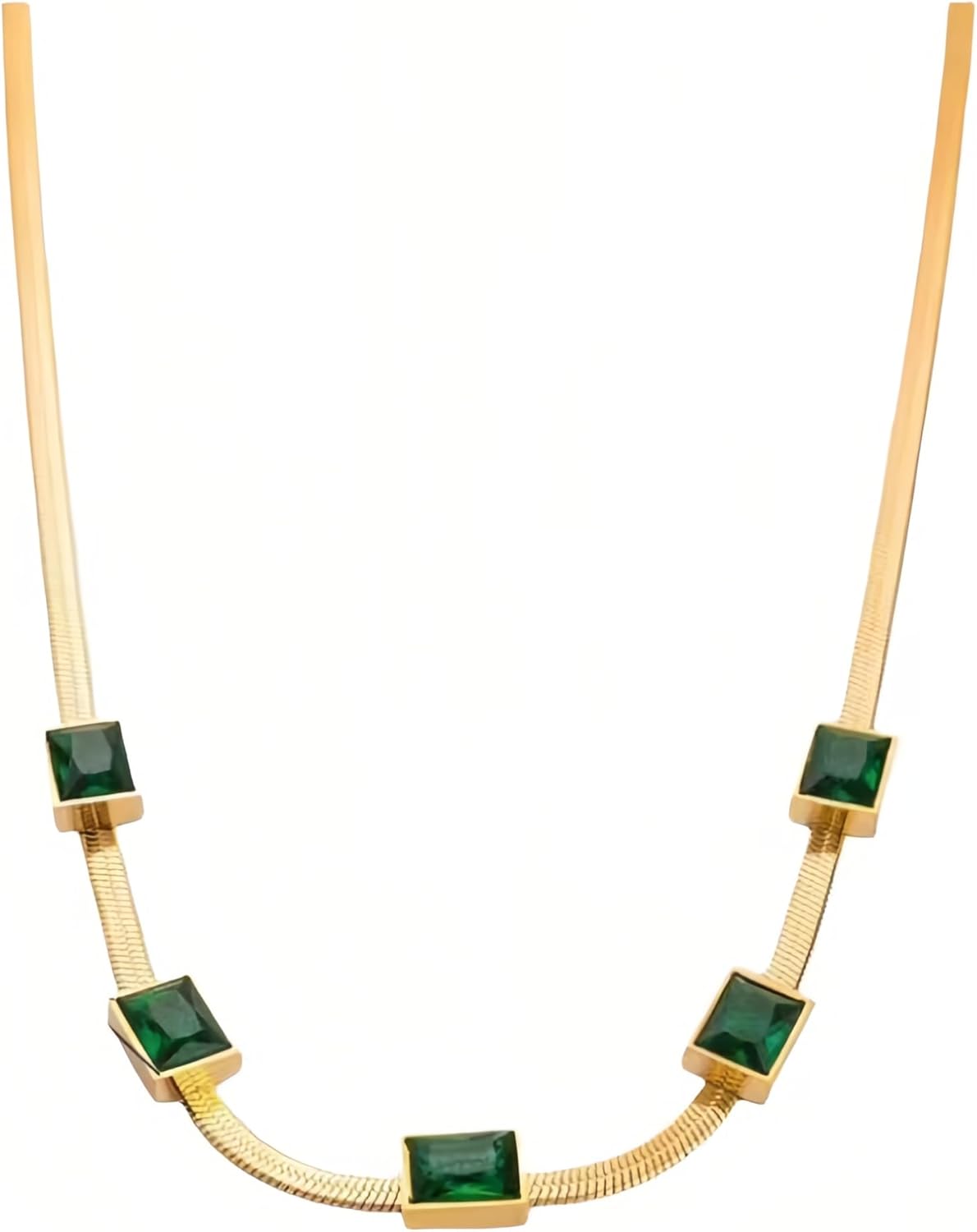 18K gold square grandmother green water diamond zircon