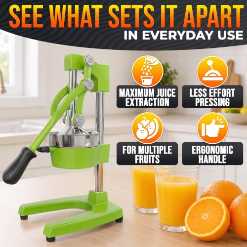 Image of Cast Iron Juicer Hand Press, Heavy-Duty Squeezer (Green)