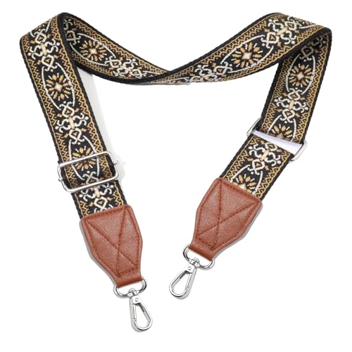 Image of Purse Strap,1.5 inch Leather End Shoulder Strap Adjustable Replacement,Retro Multi-Pattern Crossbody Bag Straps
