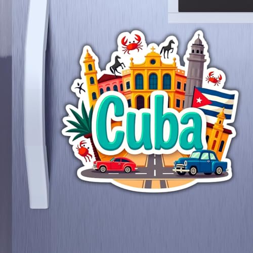 Image of Zesta Wooden Fridge Magnets Set | Refrigerator Decor Magnets for Kitchen | India Souvenir Fridge Magnet Collection | Wooden Magnet for Fridge Door Decoration (Cuba)