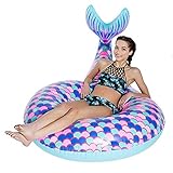 Gcxzb Schwimmreifen Airbetten Sommer Strand Meer Pool Meerjungfrau Heck Schwimmring Wasser Aufblasbare Erwachsene Spielzeug Super Floating 180 * 120 * 40cm
