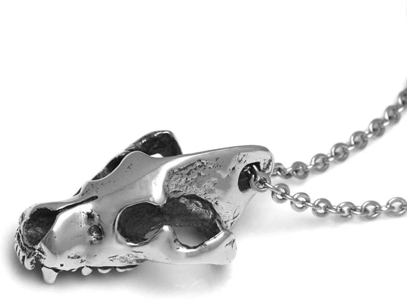 Hyena Skull Pendant Necklace, Handmade in Pewter