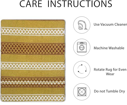 Image of 2x5 ft Cotton Runner Rug - Breathable Flatweave Carpet for Entryway, Balcony & Studio Styling