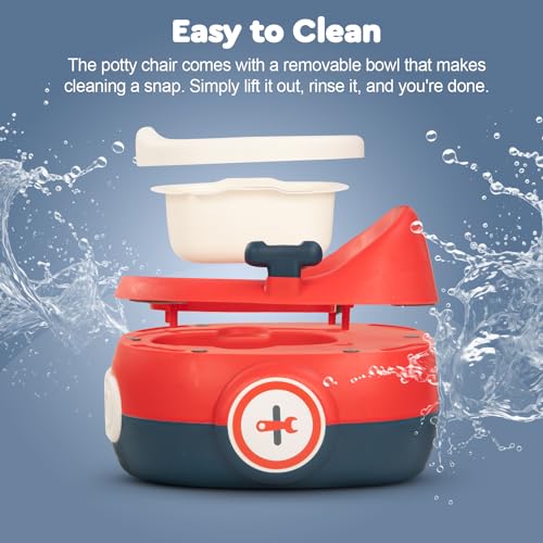 Image of Baybee 3-in-1 Baby Potty Training Seat | Comfortable & Safe Kids Potty Chair with Anti-Slip Toilet Seat, Removable Pot, Handles & Splash Guard | Potty Seat for Boys & Girls (Red)