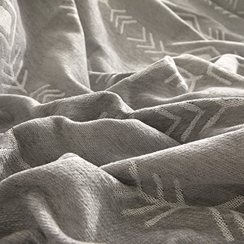 Roomlife Thick Chenille Grey Sofa Slipcover Boho Fish Bone Pattern Sofa Covers For 3 Cushion Couch Soft Sectional Couch Covers Blanket Versatile Couch Protector Couch Covers For Dogs Pets,71"X134" #TOP7