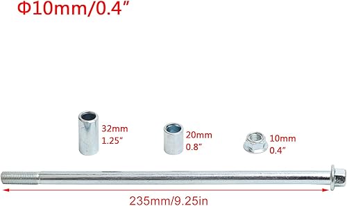 Miniatura 2 de Mokuo Eje delantero trasero de 0.394 in y 9.252 in con buje de 0.236 in, 0.787 in, 1.260 in, apto para motocicleta, Pit Dirt Bike ciclomotor,