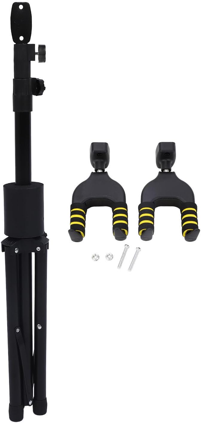 CHICIRIS Dual Guitar Stand, Gravity Auto Lock Non Slip Double Guitar Holder Floor Stand for 2 Guitars, with Thick Soft Sponge Protection, Compatible with Acoustic Electric Bass and Ukulele