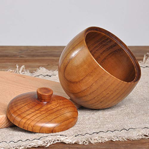 HEMOTON 1 Unidade Pote De Tempero De Madeira Maciça Porão Pote De Óleo Recipientes Com Tampas Frasco