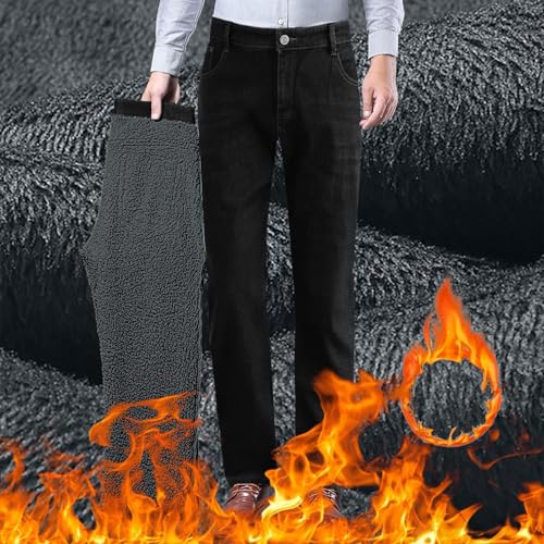 Fleece Lined Jeans for Mens Stretch Thick Warm Sherpa Winter Jean Fall Slim Fit Skinny Denim Pants Work Dress Trousers2