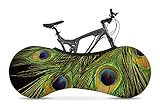 Velo Sock Bicycle Indoor Cover for Storage and Transportation, Stretchy Dirt Proof Fabric, Bike Travel Protection Cover, Stylish Accessory for Adult Bike - Peacock