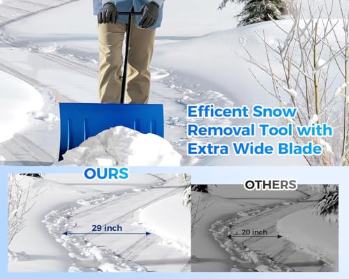 GarveeTech 29x20inch Snow Shovel with Wheels - Heavy Duty Steel Snow Pusher, 5-Position Angled Blade, Ergonomic Design, Back-Saving, Perfect for Driveway, Doorway & Sidewalk, Blue by GarveeTech - Image 7