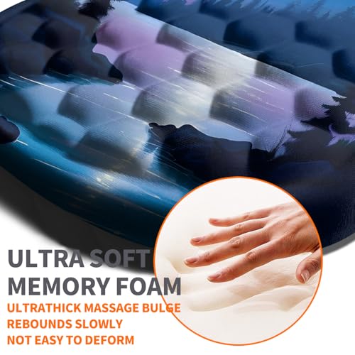 Image of Ergonomic Joint Wrist Support Mouse Pad with Memory Foam Cushion Massage Bump, Carpal Tunnel Pain Relief Mousepad Slope Design for Wrist Rest, 11.8x7.9 in, Moon Down