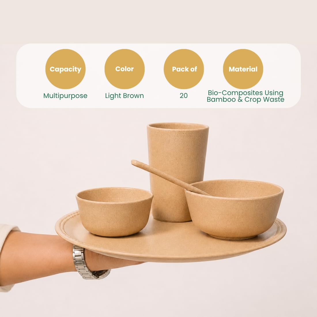 Bamboo Dinner Set - Eco-Friendly & Microwave Safe -3 Bamboo Dinner Set - Eco-Friendly & Microwave Safe -3
