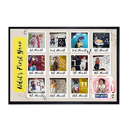 Rectangular Wooden Personalized Baby Birth Photo Frame|Baby Birth Details Memory Frame|Birthday Gift Photo Frame, Wall Mount, Multicoloured (Design 2)30L x 20W Centimeter