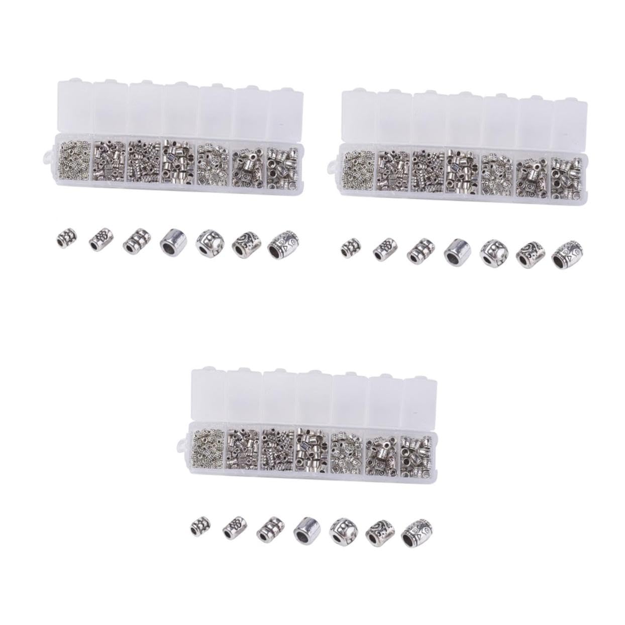 Angoily 3 Series Abalorios De Aleación Para Joyas Diy Accesorios Para Collares Pulseras Y Decoración De Disfraces Plateado 260 Piezas*3