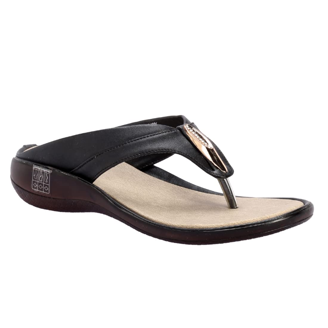 Khadims Black Heel Slip On Sandal for Women (6510246) (B0BDV9V6FR) Amazon Price History, Amazon Price Tracker