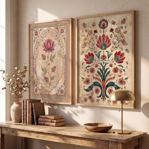 Image of HOTHOUSE Madhubani Art Wall Painting Traditional Home Decoration With Frame For Living Room Bed Room Hotel Wall Decor Digital Reprint Set of 2 (13X17 inch)